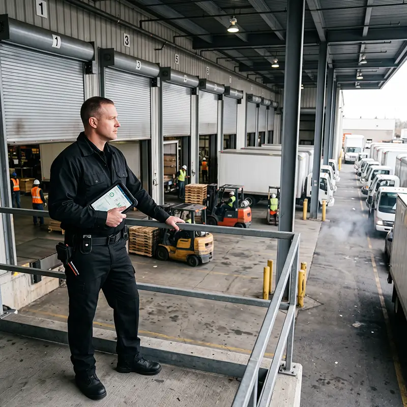 Commercial garage door technician evaluating traffic patterns and operational frequency in League City